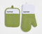 Pantone - Set da Cucina con Guanto da Forno + Presina, in Cotone con Grip Antiscivolo in Silicone - Utili Accessori Cucina Resistenti al Calore fino a 250°C - Bianco/Verde Chiaro