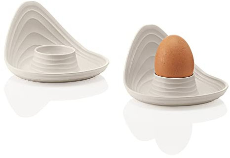 Guzzini - Tierra, Set di 2 Portauova in Plastica Riciclata - Bianco Latte, 12,3x12xh7,3 cm - 196300156