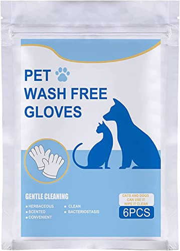 Pet Disposable Gloves, Pet Hydrolate Cleaning Gloves, No Rinse Pet Wipes Use for Pet Bathing, Pet Grooming Gloves, Pet Wipes Cleaning Massage Gloves, Five-Finger Type, No Cleaning (30pcs)