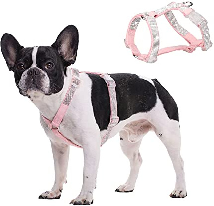 BT Bear Hundegeschirr, glitzernde Strasssteine, verstellbar, sichere Schnalle, Haustiergeschirr für Katzen, kleine Hunde, mittelgroße Hunde (Rosa, S)