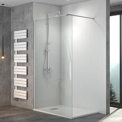 WITEN&NOCK Duschwand Glas Walk In Dusche 100x195 cm(für klein duschkabinen) mit Nano Beschichtung 8 mm Duschtrennwand Glas Badewanne Sicherheitsglas ohne Duschtasse
