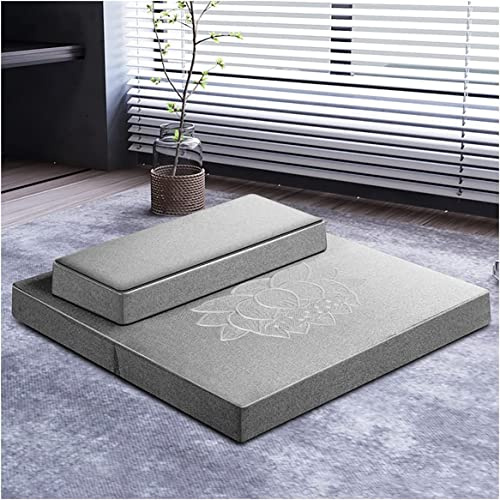 Sanswin Zabuton, Zafu Meditationskissen 2-Teiliges Zabuton Set Yoga Quadratisch 60/70/80 cm Japanisches Zafu Bodenkissen Lotus Meditationsset Kissen