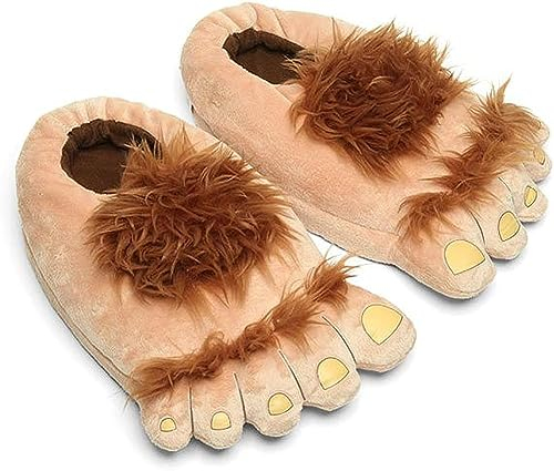 Geebuzz Womens Furry Monster Adventure Slippers Novelty Warm Winter Hobbit Feet Indoor House Shoes (Womens)