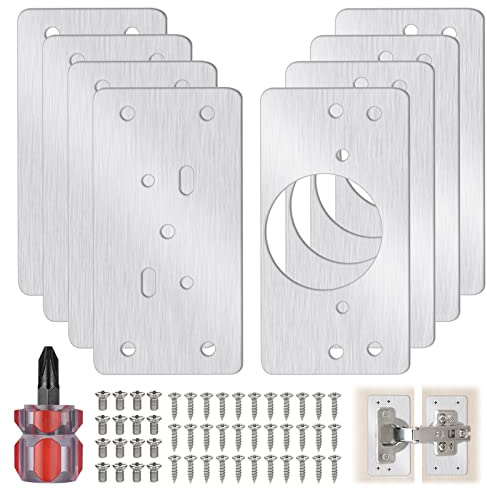 Zocipro 8 Stück Reparaturstück für Seitenscharnierplatte, Scharnier Reparaturset Universal, Reparatursatz für Scharniere mit Loch und Schrauben, mit Schraubendreher