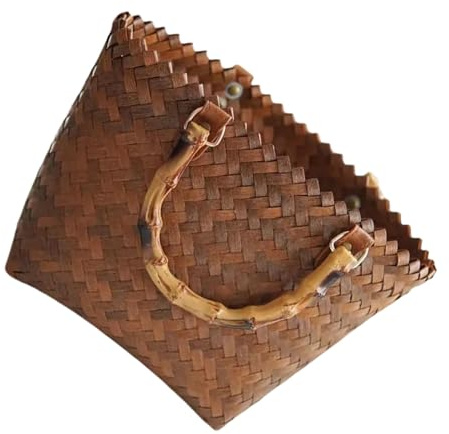 Yardwe Fourre-Tout Tissé Paniers en Rotin pour Le Stockage Panier Portable De Paille pour Femme Poignée en Bambou De Paille Poignée De en Rotin Sacs en Osier À