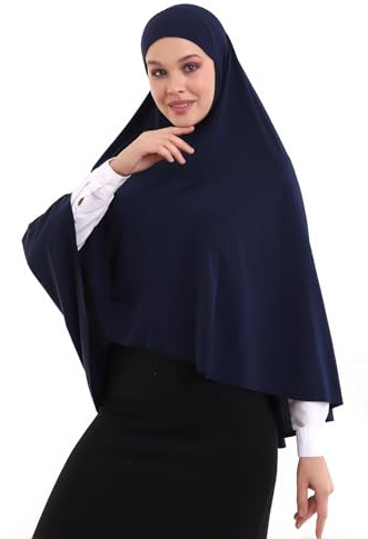 ihvan online, Muslimischer Hijab-Überzug für Damen, islamischer Khimar, lange Salah-Kleidung, Gebetshijab für Frauen, Blau ärmellos, Einheitsgröße