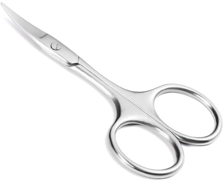 Brencco Edelstahl Nagelschere mit Gebogener Klinge, Präzise Nagelhautschere für Augenbrauen, Wimpern, Bart & Hautpflege, Multifunktional und Tragbar