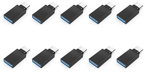 USB to USB C Adapter 10 Pack, Type A Female to C Male Charger Cable Converter for iPhone 15 14 13 12 Pro Max Plus, Apple Watch Ultra iWatch 9 8 7, MacBook Pro, iPad 10 9,Samsung Galaxy S20-23 and More