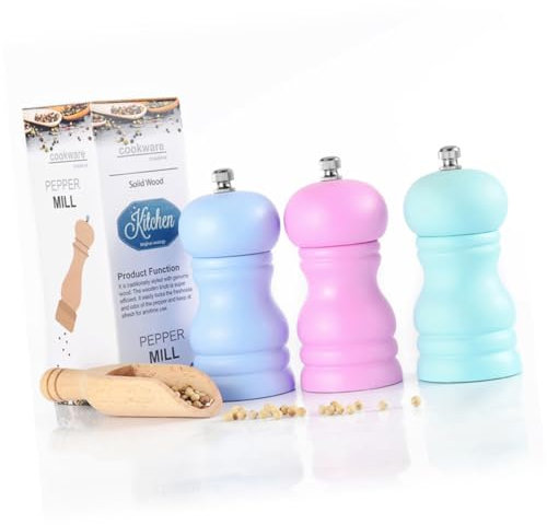 FUNOMOCYA Holz Pfeffermühle Manuelle Mit Keramikkern Salzbehälter Für Küche Zuhause Restaurant