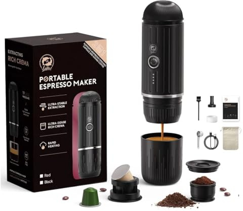 i Cafilas Portable Coffee Maker Travel Espresso Machine 120W, 19 Bar Pressure 7500mAh Rechargeable Battery Version Barista-Quality Coffee On the Go Portable Espresso Maker