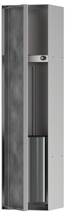 hansgrohe XtraStoris Rock - Einbau-Toilettenbürstenhalter mit Ablage & befliesbarer Tür, eingelassene Wandnische, WC-Bürstenhalter, Klobürstenhalter, Badezimmer Zubehör, Edelstahl gebürstet, 56060800