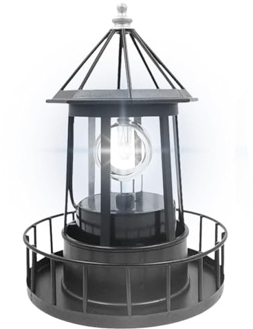 Faro Rotante Solare | Lampade Rotanti Solari A LED Impermeabili | Luce Di Decorazione Esterna Del Faro Rotante A 360° | Faro Di Torri Di Fumo Luce Solare Per Cortile