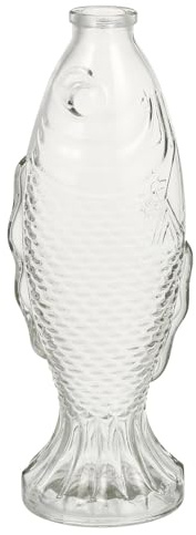 Alipis Bouteille en Verre en Forme De Poisson 10.24 Pouces avec Bouchon De Liège Vase Décoratif Transparent pour Maison Bureau Et Décoration