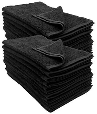 IC-collection Friseurhandtuch 12er Set Handtücher Schwarz - Farbecht (Indanthren) - 100% Baumwolle - 400g/m² (Frottee, 50 x 90 cm)