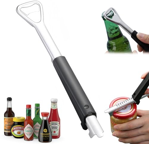 Feliciay Dosenöffner Manuell Lid Opener,Stainless Steel Jar Opener,Edelstahl Schraubdeckelöffner,Einstellbarer Dosenöffner,Küchenwerkzeuge Haushalt 2-in-1 Multifunctional Bier Dosen Öffner