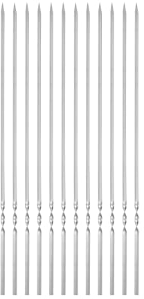 QUARKZMAN 12 Piezas Brochetas de Metal 40cm x 5mm x 1.4mm Palos Planos de Acero Inoxidable Reutilizables para Barbacoa Bbq Al Aire Libre Parrilla para Carne Camarones Frutas