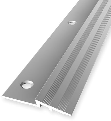 Höhenausgleichsprofil 4.5 x 38 x 2700 mm Ausgleichsprofil Anpassungsprofil Höhenausgleich Aluminium eloxiert Geriffelt Versenkt Gebohrt Silber Rampenprofil
