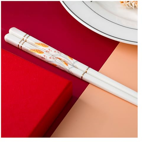 Set di bacchette cinesi in porcellana, confezione regalo, 10 paia di bacchette riutilizzabili lavabili in lavastoviglie, set regalo con custodia, bacchette antiscivolo in ceramica di osso di alta