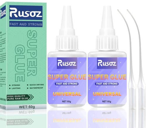 Rusoz extra starkt superlim, 100 g vattenbeständigt och värmebeständigt superlim, extra starkt snabblim för allt med omedelbar verkan för olika material