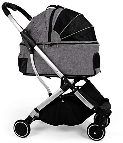 Haustier-Buggy, 4-Rad-Hundebuggys für mittelgroße und kleine Hunde, verbesserter Haustier-Buggy, Katzenbuggys mit abnehmbarer Trage, atmungsaktiver Kinderwagen, Autositz, groß