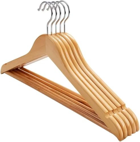 GLADIC Kleiderbügel 5 Stück Massivholz-Kleiderbügel, rutschfeste Holz-Kleiderständer, zum Aufhängen für Anzug, Hemd und Hose Coat Hanger