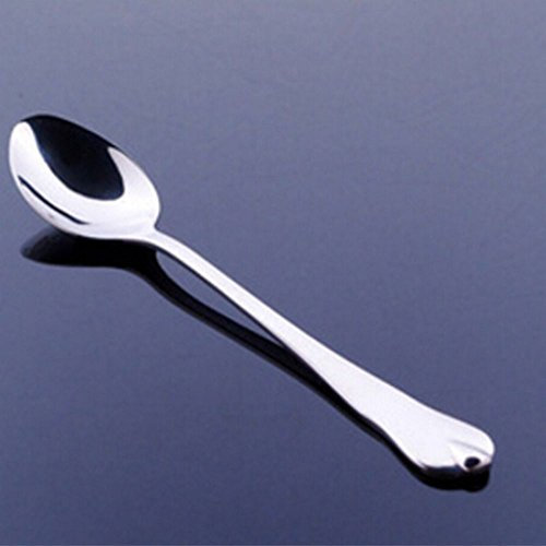 HPTHLY Esslöffel Suppen-Dessertlöffel mit langem Griff, 7,5 cm, für Küche, Picknick, rund, Abendessen, Sahnelöffel, Edelstahl, Kaffee-Teelöffel, Servierlöffel,