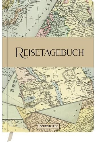 Korsch Verlag Reisetagebuch Landkarte - Notizbuch vegan - Tagebuch zum Ankreuzen und Ausfüllen, mit Lesebändchen - 13 cm x 19 cm - SchreibLiebe