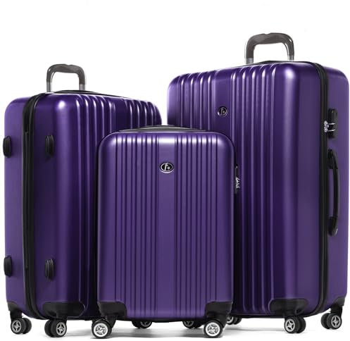 FERGÉ Kofferset 3 teilig Hartschale Toulouse Reisekoffer Trolley-Set (Handgepäck, L, XL) 3er Set Hartschalenkoffer Roll-Koffer 4 Rollen 100% ABS royal-lila