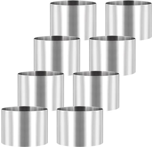 MOUYAT 8 PCS Stainless Steel Cake Rings, 3inches Mini Cheesecake Moulds Non Stick Dessert Rings for Desserts, Crumpets, Mousse, Cake, Tart, 7.5 x 5.5cm