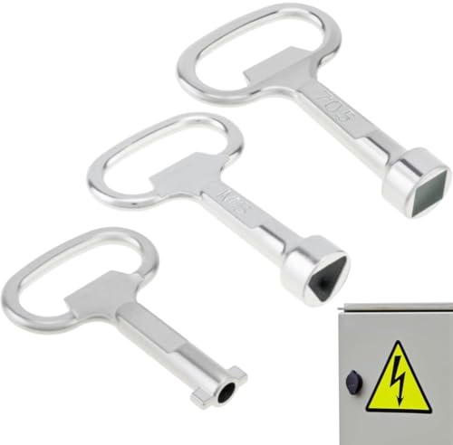 JEYORZY 3 Piezas Llaves Triangulares Universales, Llaves Triangular de Metal, Llave ascensor, Llaves de Caja de Medidor, Apta para Ascensor, Contenedores de Basura, Radiadores, cajas de control