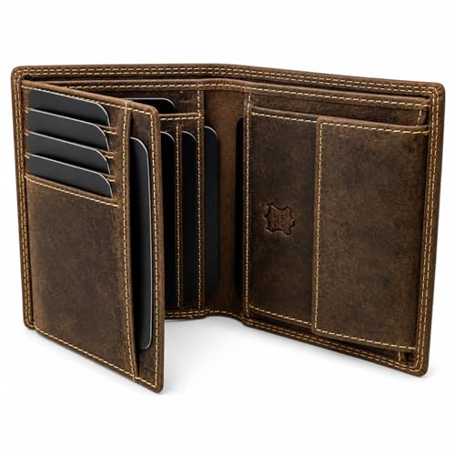 Frédéric&Johns® Portefeuille Homme Cuir Véritable RFID – Portefeuille Vintage Compact avec Porte-Monnaie – Grande Capacité Cartes et Permis – Modèle Stone