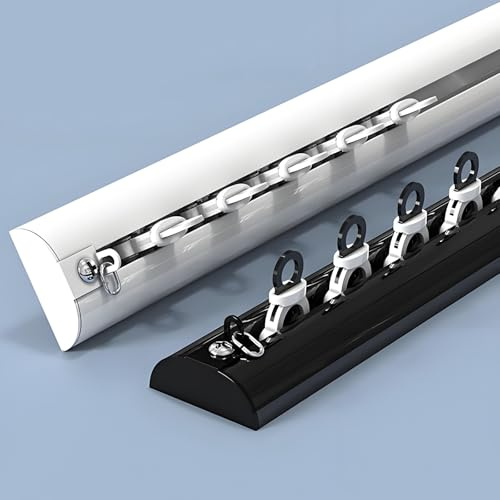 LTSRLL Pista De Cortina Opacas - Riel Deslizante para Cortinas De Techo - Divisor De Habitación con Perforación O Autoadhesivo(Black-a,230cm/7.5ft(115cm*2))