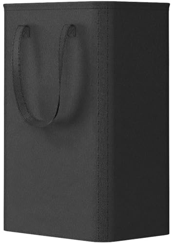 Lifewit Cesto Ropa Sucia Estrecho, Cesta Ropa Sucia con Asas Extendidas, Cubo Ropa Sucia Pequeño Plegable, Laundry Basket para Baño, Dormitorio, Lavadero, 50L, Negro