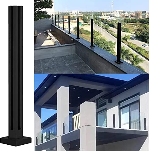 Ringhiera in vetro nero per scale e balconi, resistente, con fessure di supporto per gradini e ponti esterni, 105 cm
