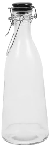 Baluue Botella de Vidrio con Tapón Hermético Botella para Bebidas y Aceites Diseño Transparente y Portátil para Uso Doméstico y Viajes