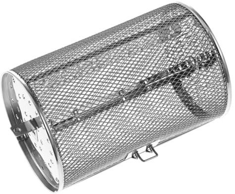 BCOATH Panier Rôtissoire INOX pour Air Fryer et Four Cuisson Uniforme de Viande et Fruits Secs Tambour Rotatif avec Fermeture Sécurisée pour Grillage Polyvalent