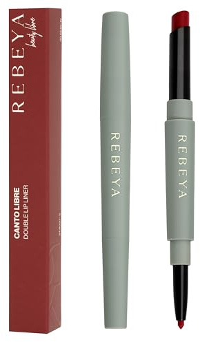 REBEYA CANTO LIBRE – Double Lip Liner Rosso - Rossetto Matita Labbra 2 in 1 Lunga Tenuta Colore Intenso Opaco e Lip Pencil Contorno Definito Effetto Seta - Made in Italy