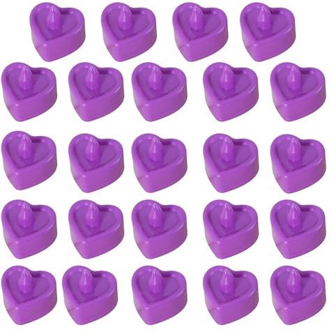 Warme, flackernde elektrische, 4 x 4 x 2 cm, 24 Stück, sichere bunte LED-Kerzen, Valentinstag, Liebe, Herz, flammenlos, Teelicht, Kerze, Valentinstag, Geburtstag