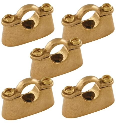 5 x 22mm Hospital Brackets Cast Brass Screw-On Wall Pipe Clips
