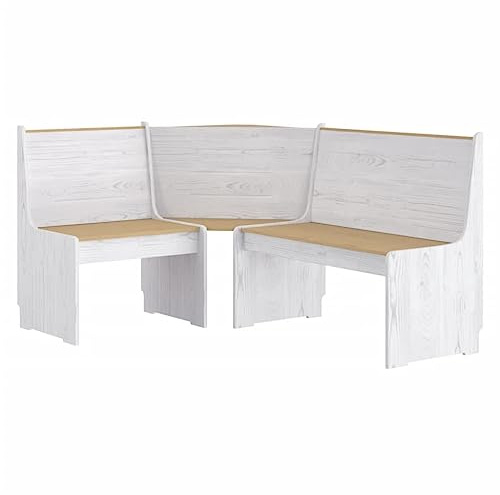 ZIRLANLV Panca Angolare in Legno Massello di Pino con Schienale, Panca per Angoli Cucinas Autoportante, Angolare Salvaspazio per Angoli Pranzo, Cucinas e Piccoli Spazi (Marrone mieles e bianco)
