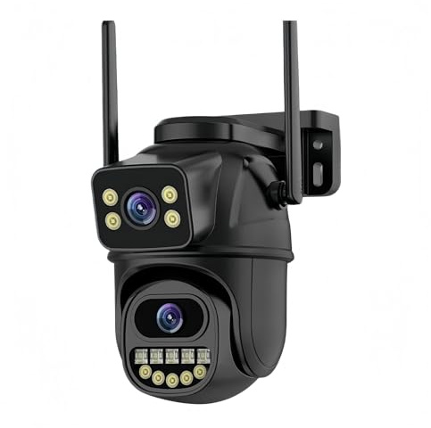 Telecamera IP da esterno 4MP doppia lente doppio schermo AI Telecamera IP con tracciamento automatico CCTV Audio Video Sorveglianza P2P iCSee 4K 8MP HD Wi-fi PTZ Camera(EU Plug,8MP NO SD Card)
