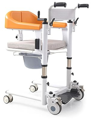 4-in-1 Lift Wheelchair with Toilet Seat Function, Shower Chair, Lockable Rubber Wheels, Height Adjustable, 200kg Max Load, Tool-Free Setup for Home Care Patient Transfer
