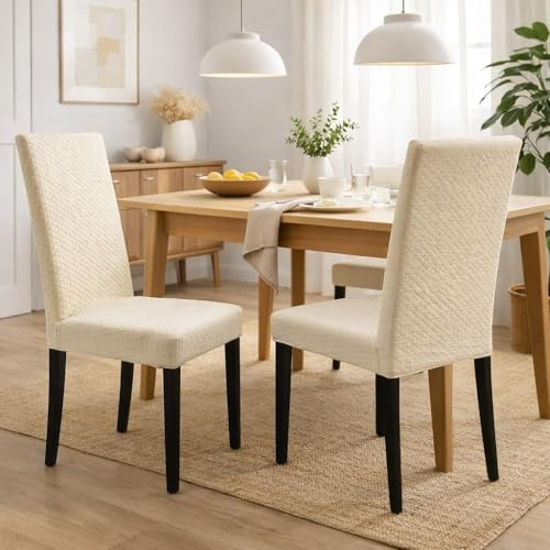 GX GARGIX Coprisedia Universali con Schienale Alto, Set Copertura Sedie da Cucina e Sala da Pranzo, Tessuto Trapuntato Estensibile (GX/CPS-10, KIT 6 PEZZI)