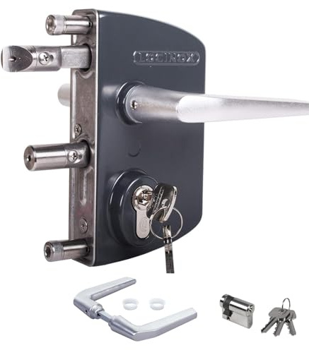 LOCINOX Drehtorschloss LAKQ3030 U2, Antrhranzitgrau RAL 7016, für 30 bis 50mm Rahmenprofile - Gartentorschloss, Flügeltorschloss, kastenschloss mit zylinder zum aufschrauben, Gartentürschloss