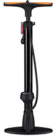 Relaxdays Profi Standpumpe mit Manometer, Doppelpumpenkopf, Universal Luftpumpe, alle Ventile, Adapter, 60 cm, schwarz