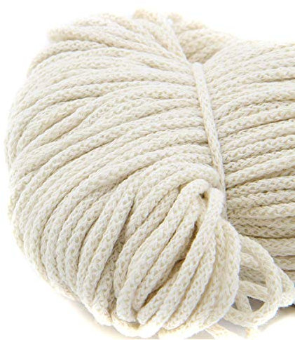NTS Nähtechnik 100m Baumwollkordel / 4mm breites Seil aus Baumwolle mit Polyester Kern/Deko Schnur (Creme, 4)