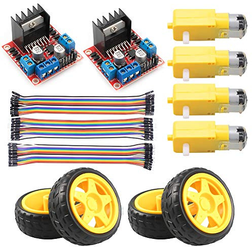 KeeYees Motorantrieb Controller Board Schrittmotor Kontroll Modul Dual H-Brücke mit DC Motor und Intelligente Auto Rad Kompatibel mit für Arduino