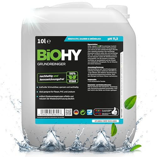 BiOHY Grundreiniger (10 Liter Kanister) | gegen hartnäckige Verkrustungen & Pflegefilme | reinigt alle säure- & wasserfesten Oberflächen | kraftvolles Konzentrat | ideal für Werkstatt & Küche