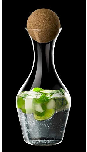 Bohemian Carafe en verre de qualité supérieure avec couvercle en liège - Capacité : 1 l - Pour eau et jus