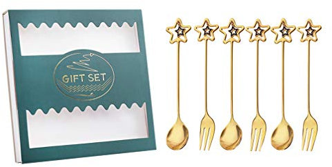 1 Cucchiaio Forchetta Ciondolo Stella Abito Forchette Da Frutta Paletta Per Mescolare Forchette Da Dolce A Forma Di Cuore Cucchiaio Per Mescolare Acciaio Inossidabile